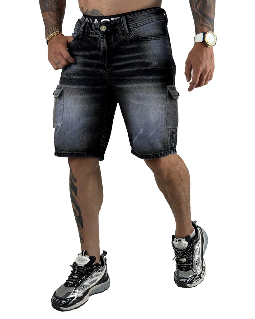 Bermuda Cargo Negro Big Samblast Blanco 0015-3