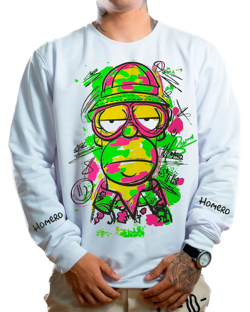 Buzo blanco homero neon