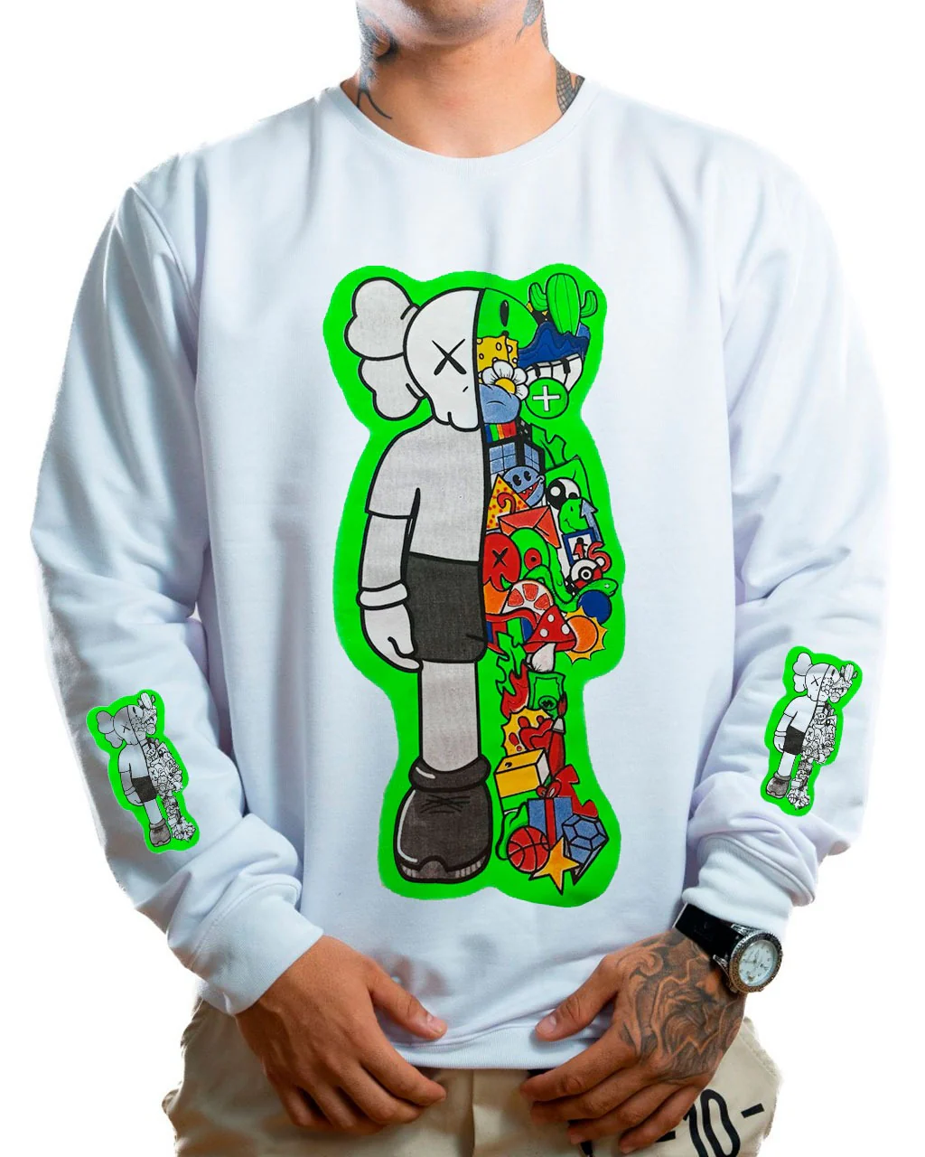Buzo blanco kaws neon