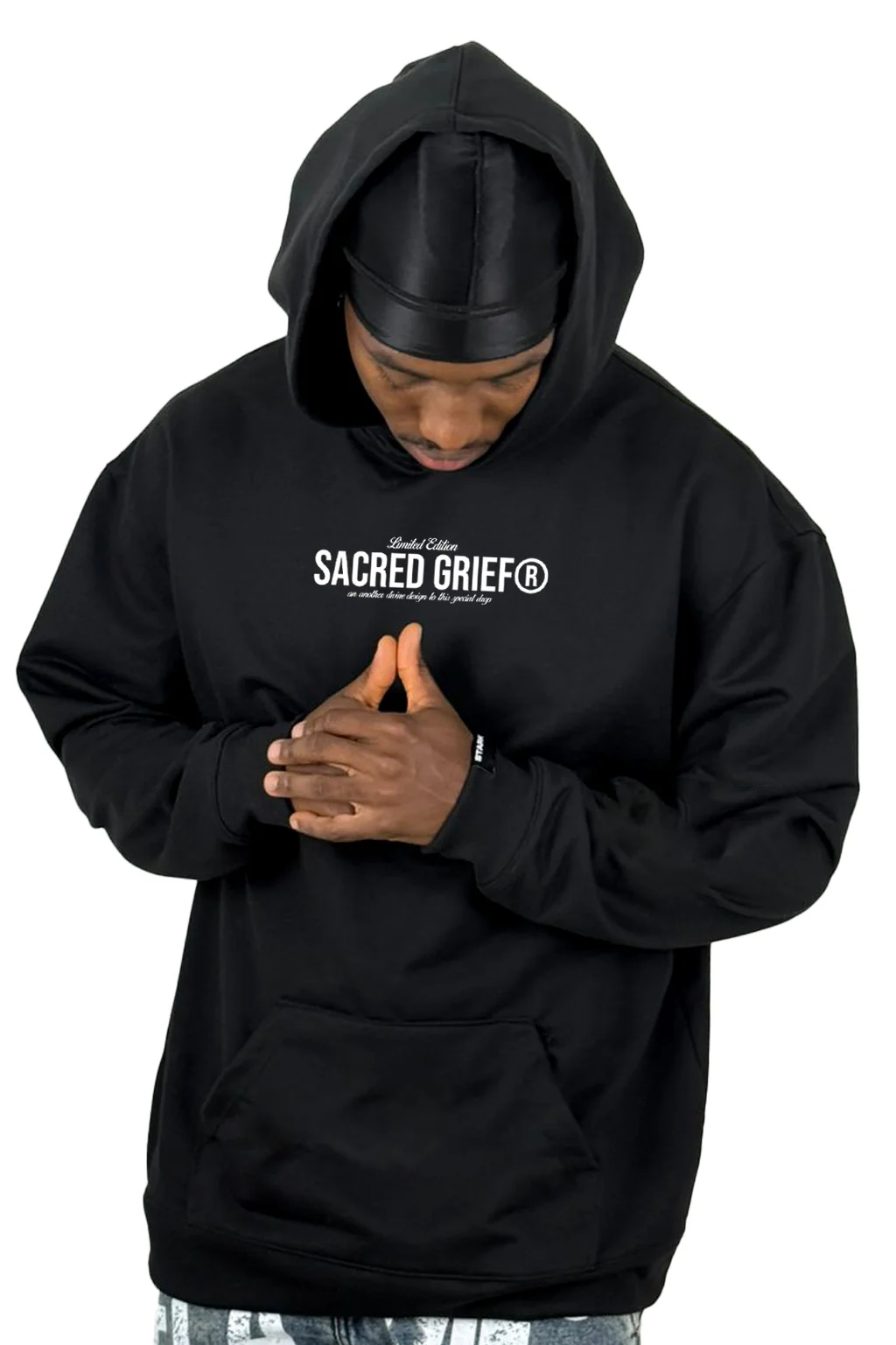 Buzo Capucha Negro Sacred Grief - Image 2