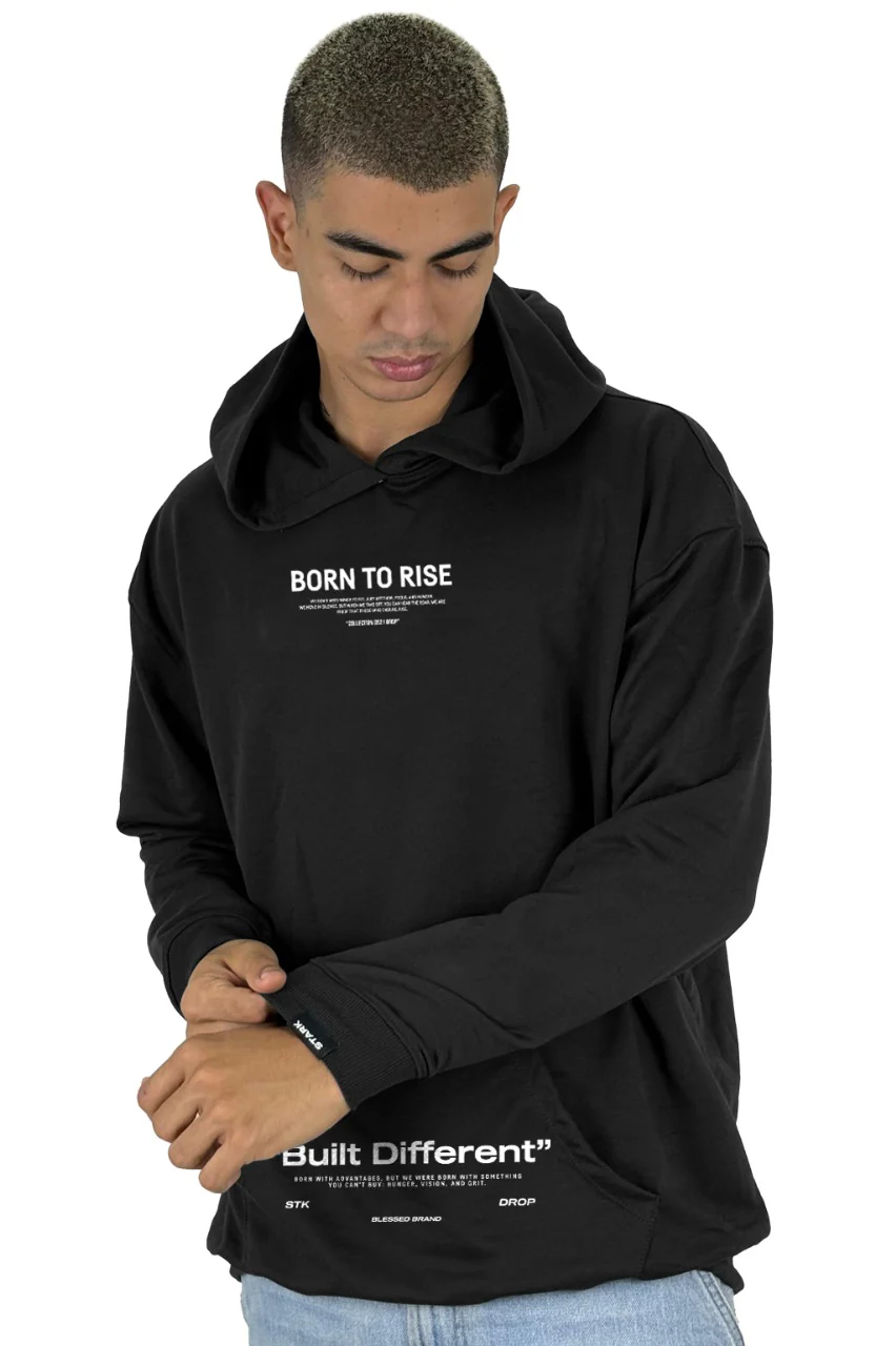 Buzo Capucha Negro born to rise - Image 2