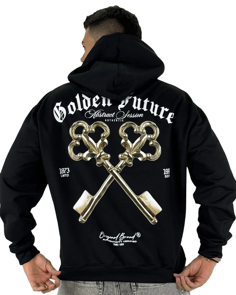 Buzo Negro capucha Golden Future