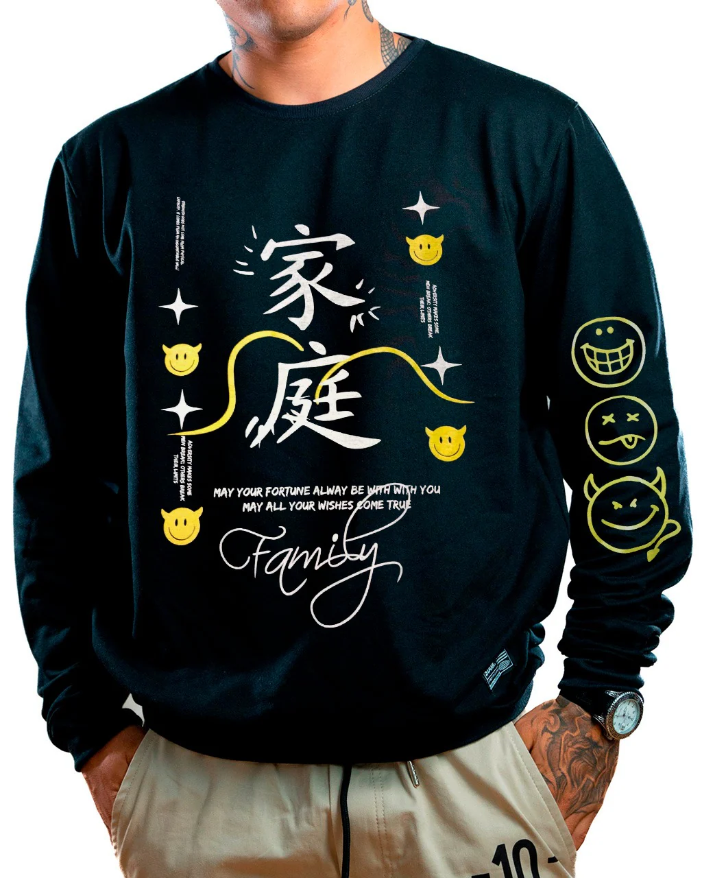 Buzo Negro Letras Chinas Thon