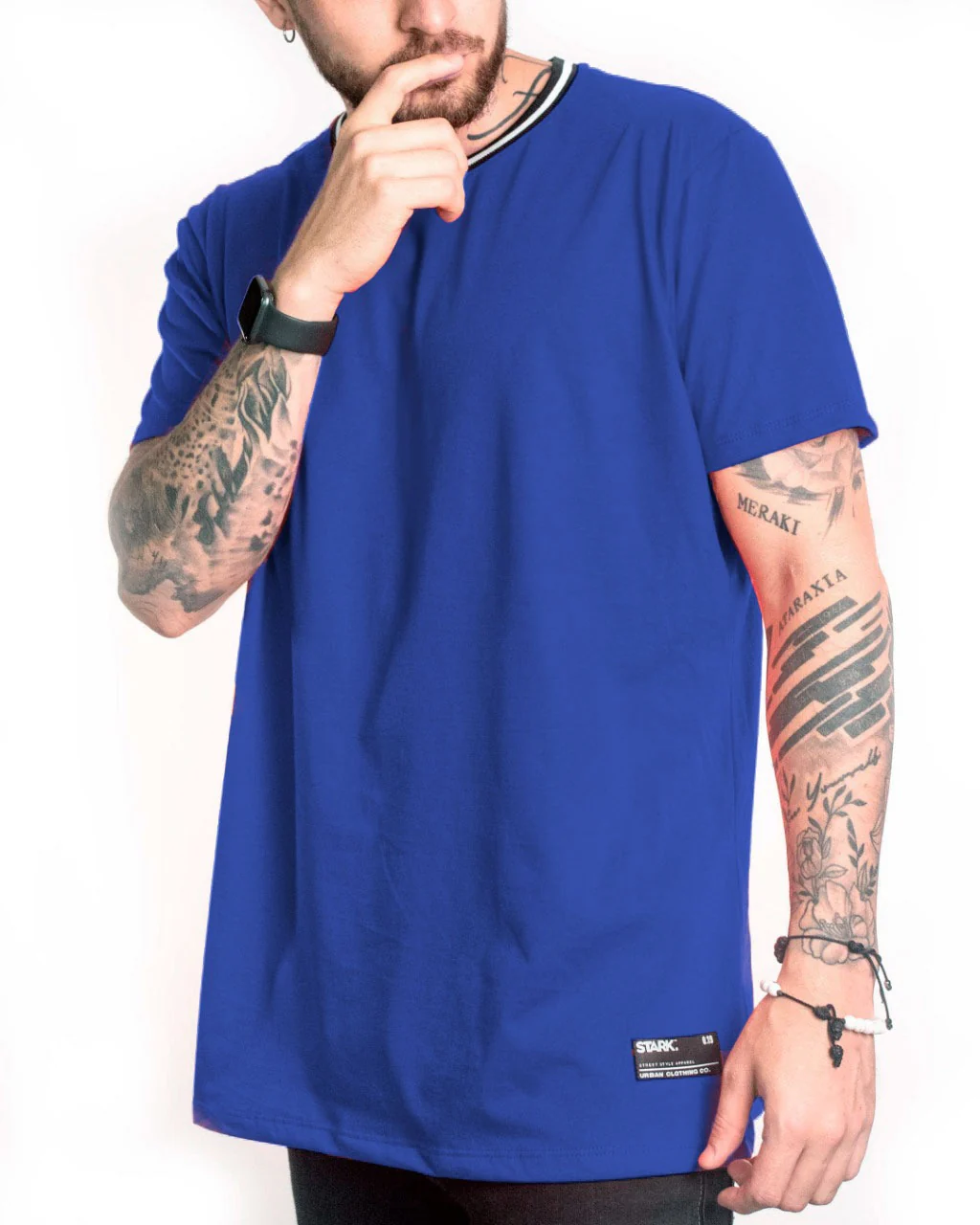 camiseta basica rib azul oscuro