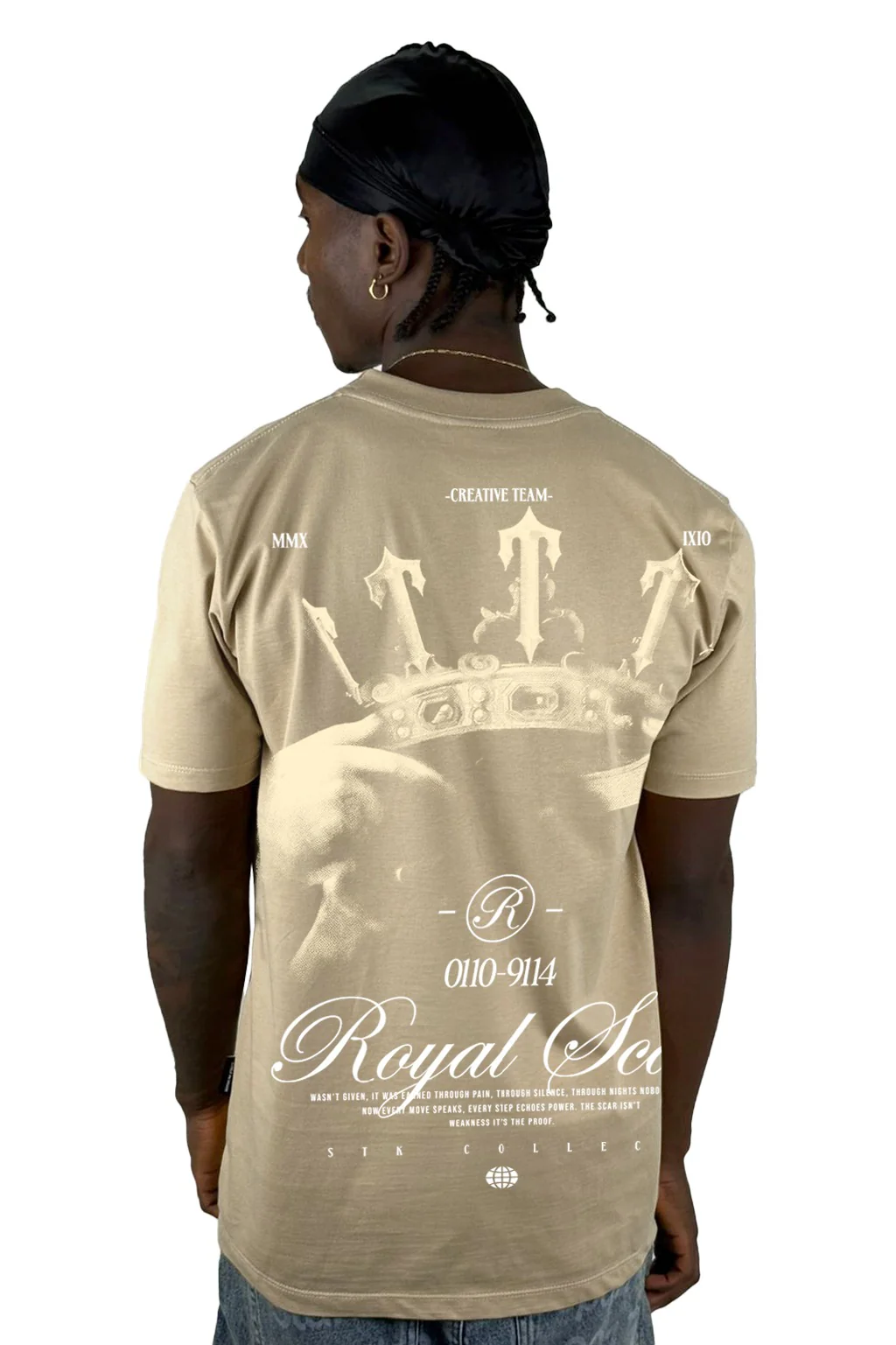 Camiseta beige claro Royal Scar Alto Gramaje