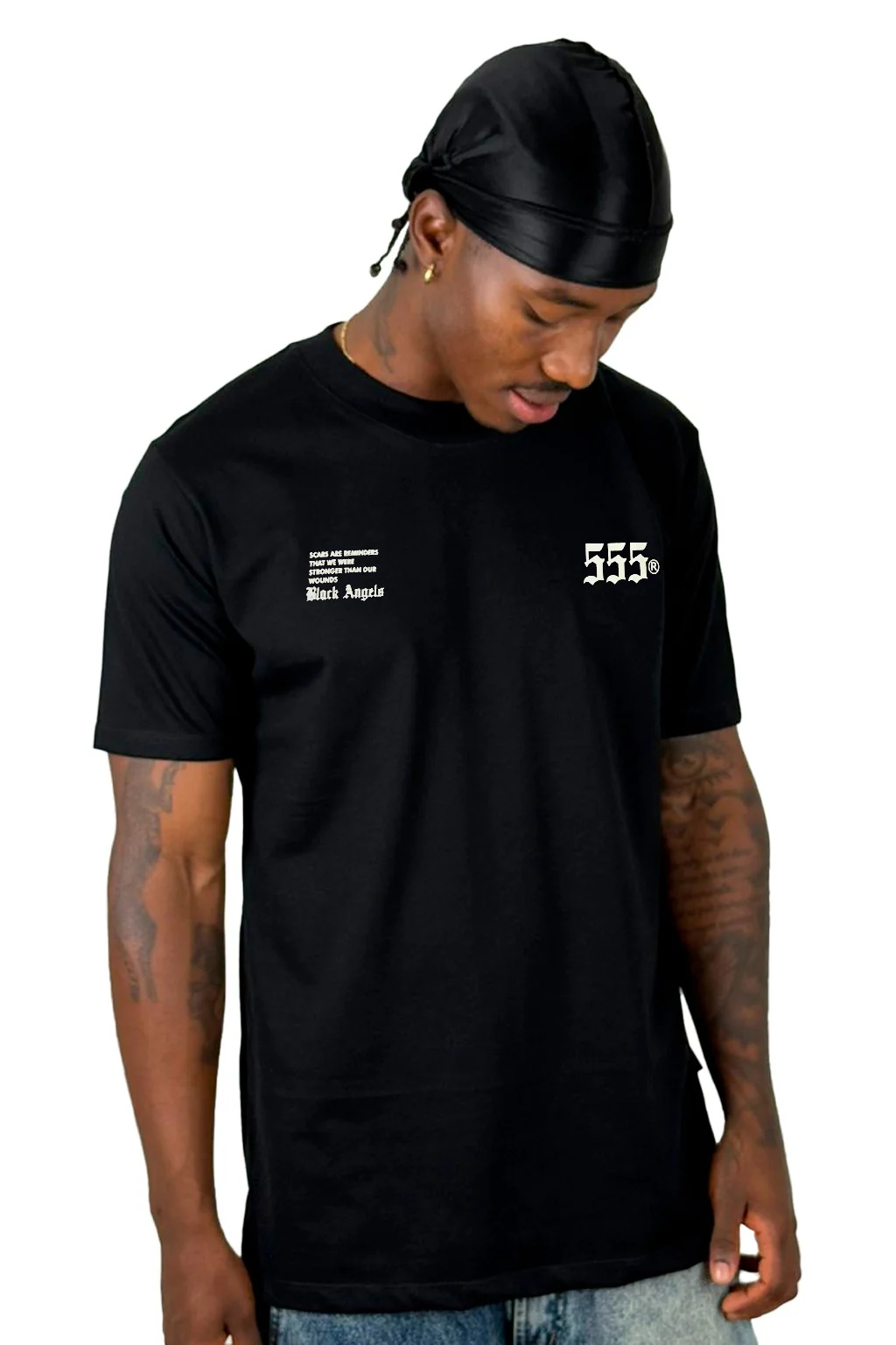 Camiseta Negra Angels Black 555 Alto Gramaje - Image 2