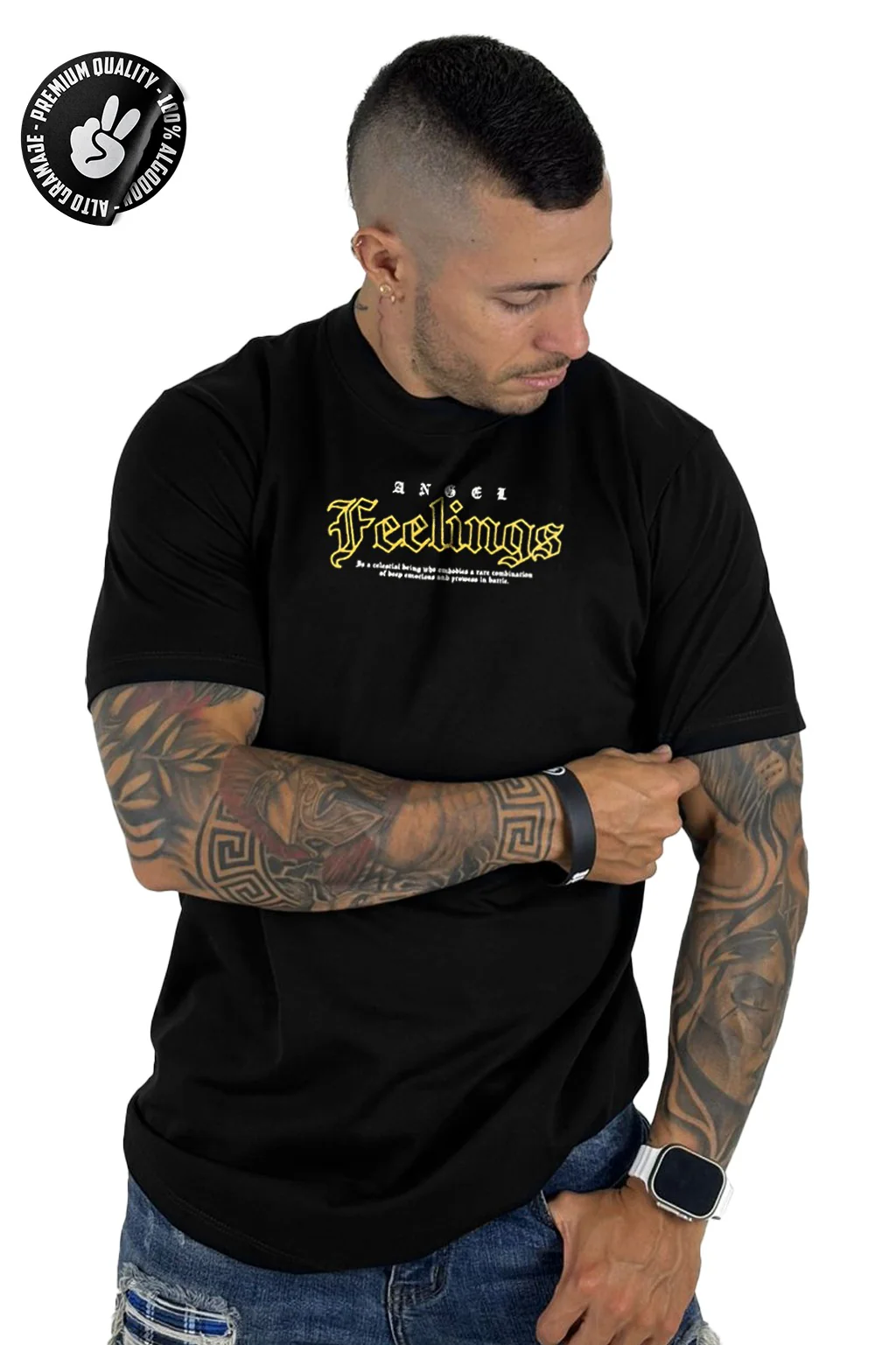 Camiseta negra feelings alto gramaje - Image 2