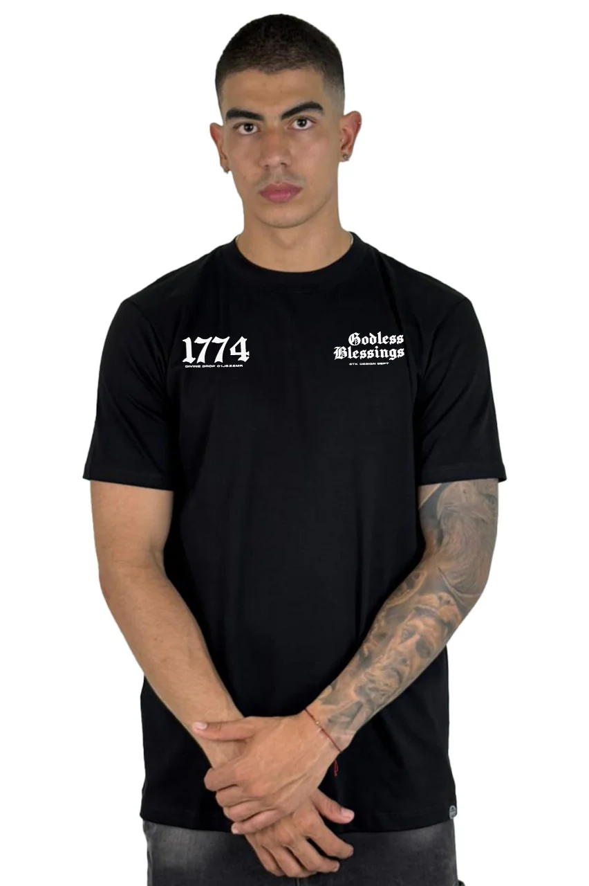 Camiseta Negra Godless Blessing 1774 Alto Gramaje - Image 2