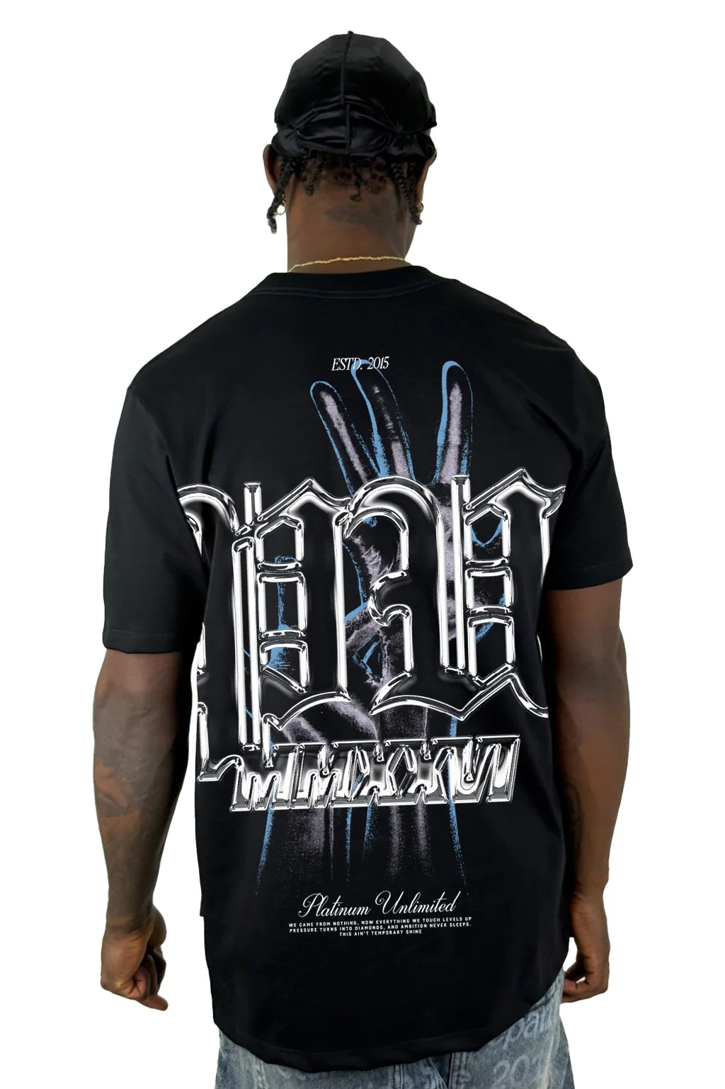 Camiseta Negra Platinum MMXXV1 Alto Gramaje