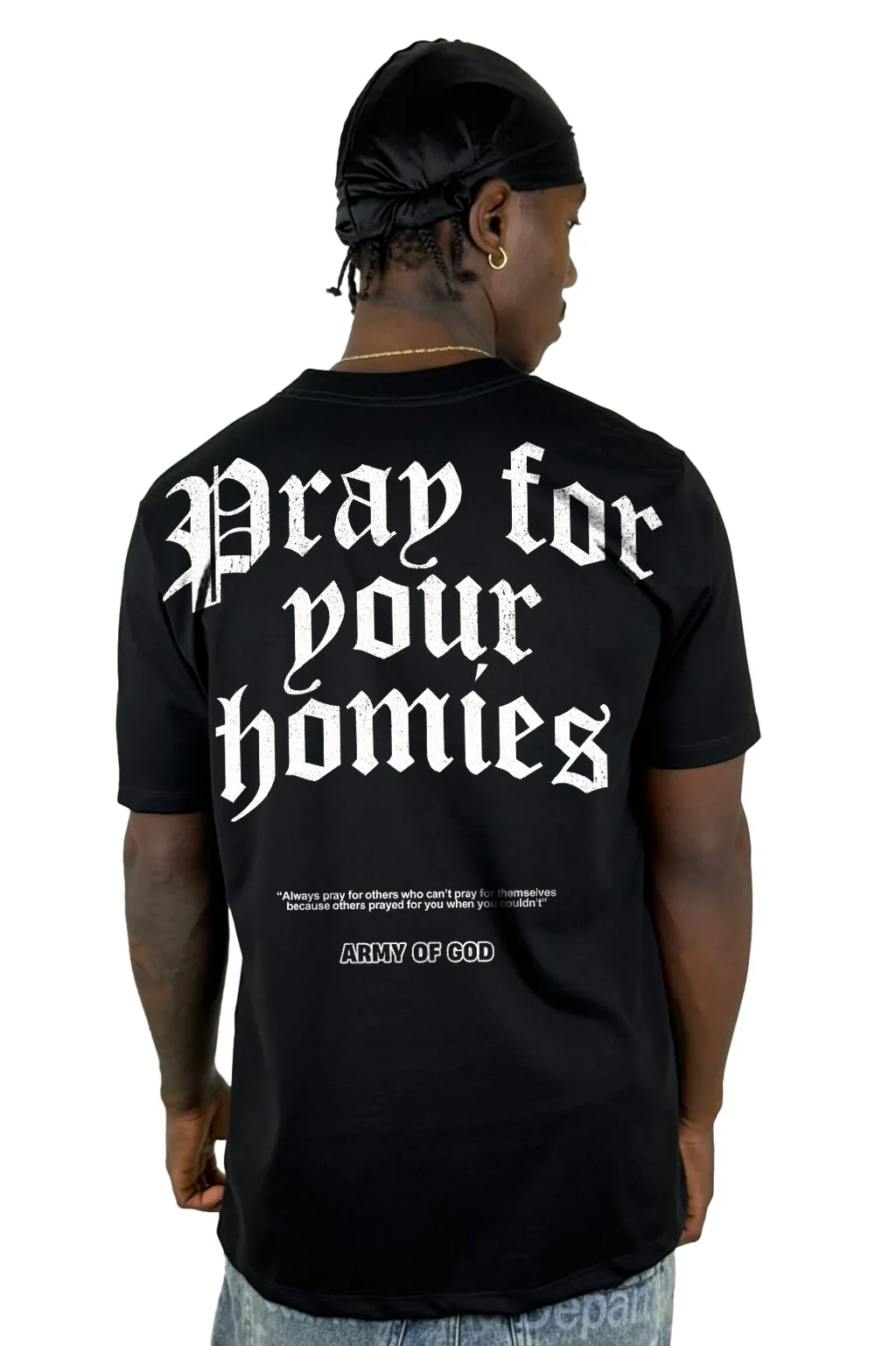 Camiseta Negra Pray For Your Homies Alto Gramaje - Image 2