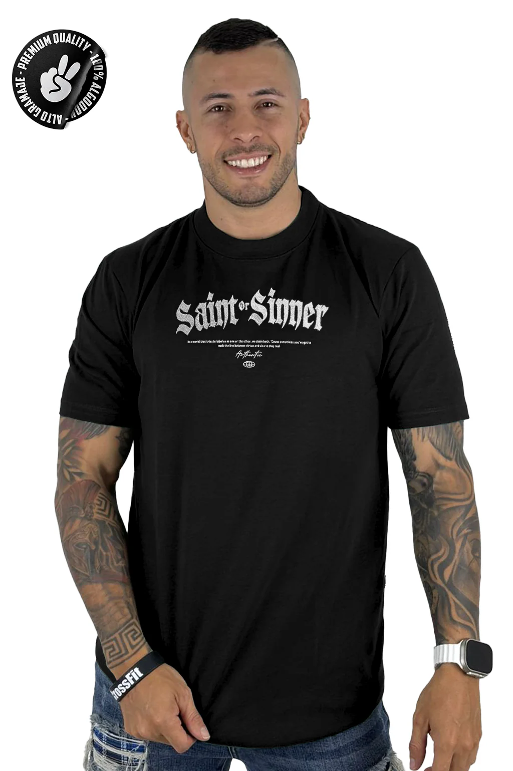 Camiseta negra Saint Sinner Alto Gramaje