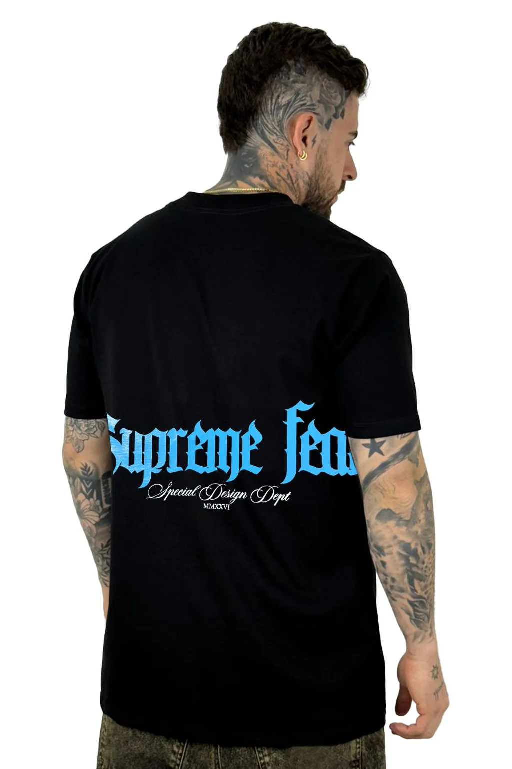 Camiseta Negra Supreme Fear Lobo Alto Gramaje - Image 2