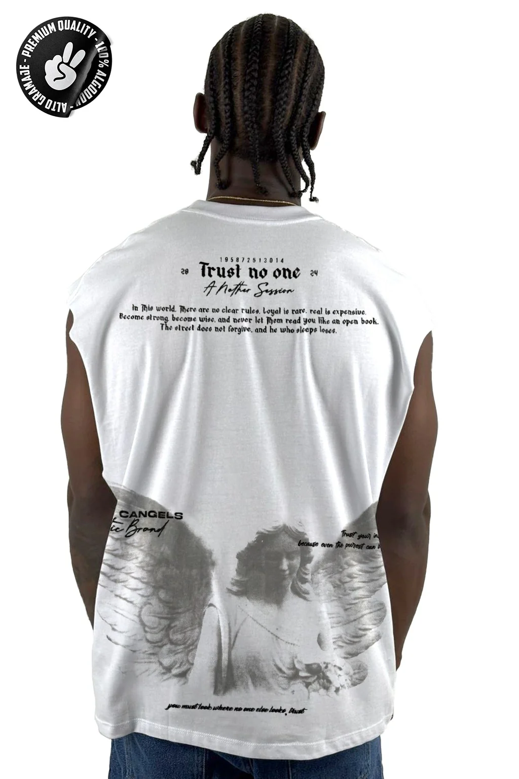 Camisilla Alto Gramaje blanco trust no one