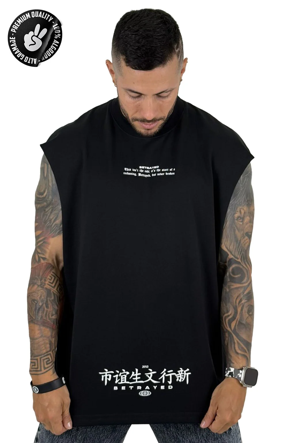 Camisilla Alto Gramaje negra dragon - Image 2