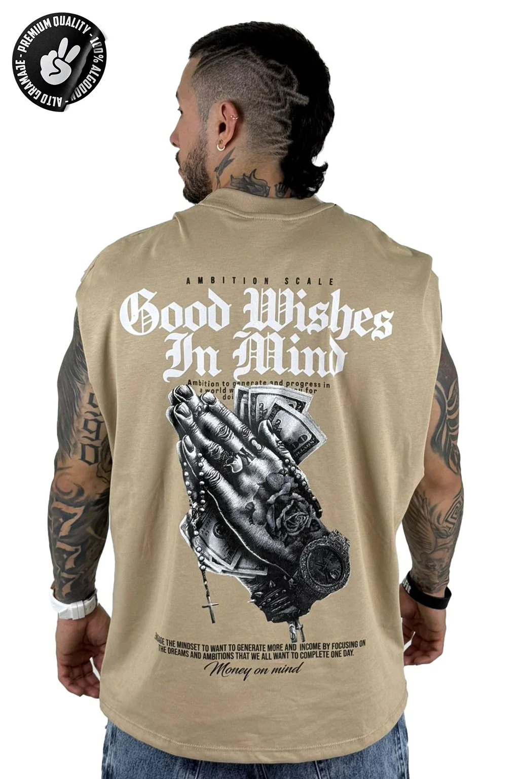 Camisilla beige good wishes Alto Gramaje