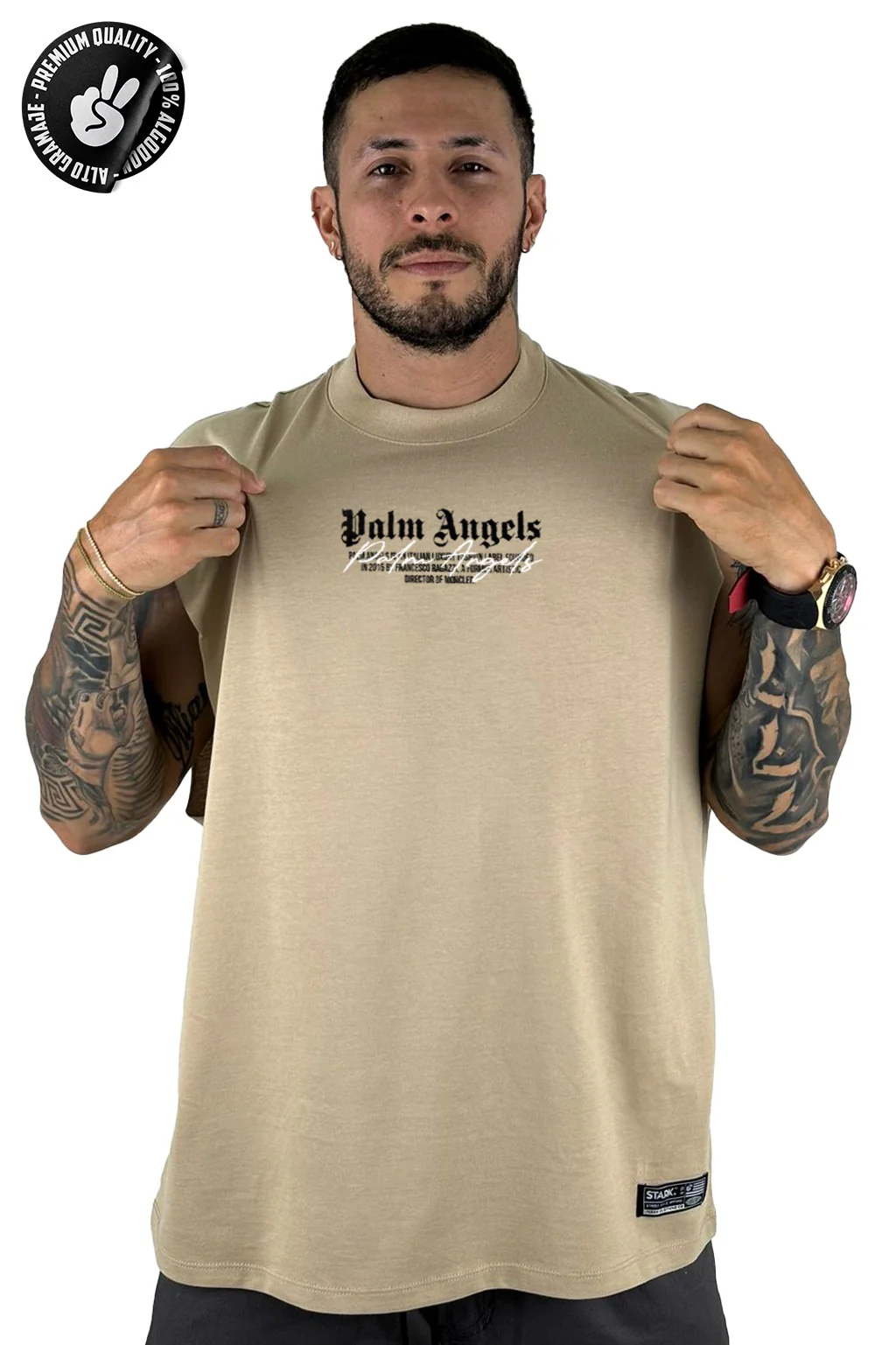 Camisilla Beige Palm Angels Alto Gramaje