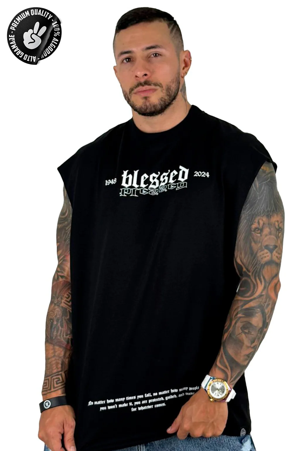 Camisilla blessed angel negro Alto Gramaje - Image 2
