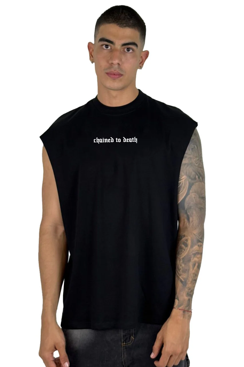 Camisilla Negra Chained To Death Alto Gramaje - Image 2