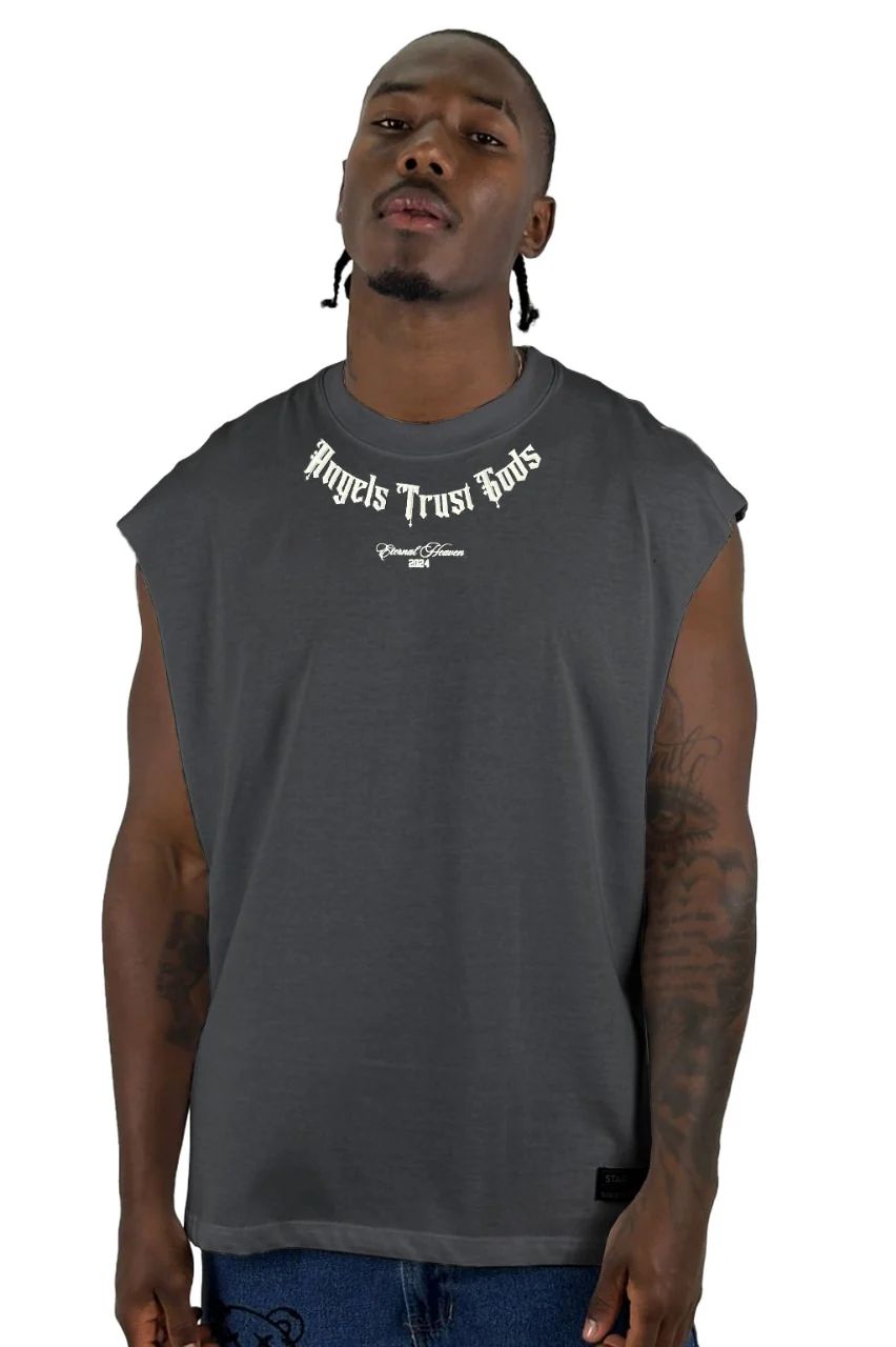 Camisilla Plomo Angels Trust Gots Alto Gramaje - Image 2