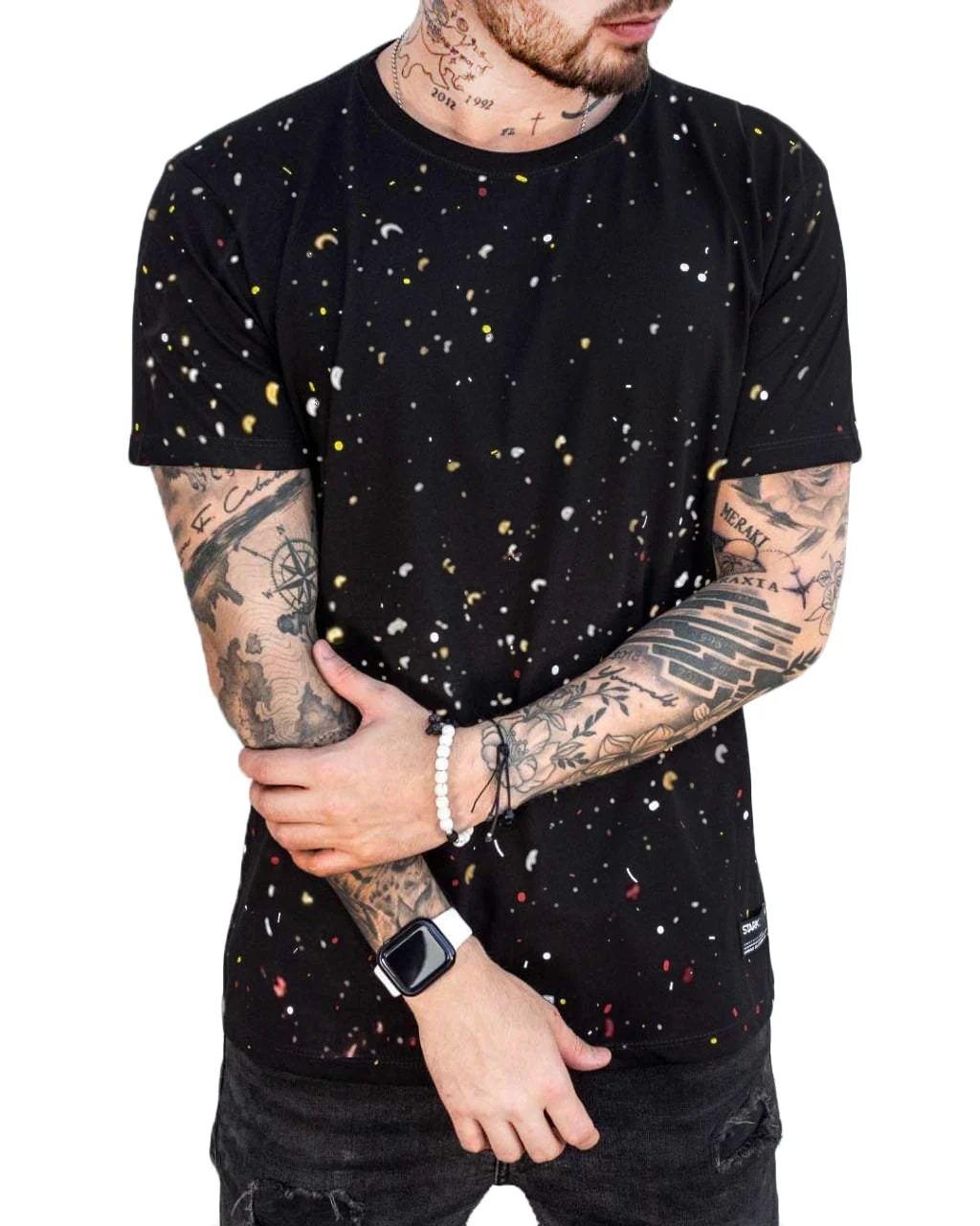 camiseta negra chispas