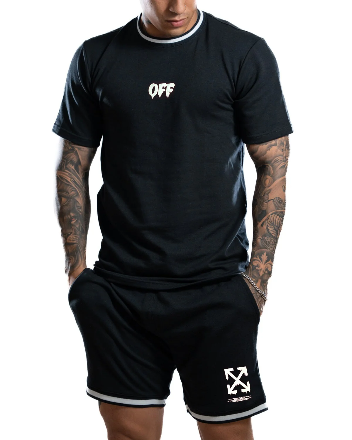 Conjunto Negro OFF blanco