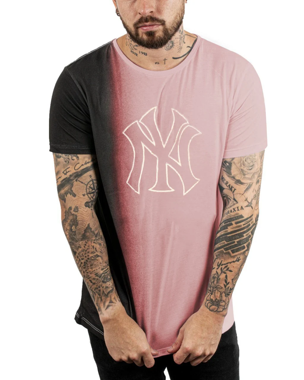 Camiseta rosada ny difuminado
