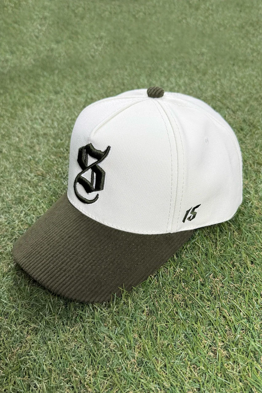 Gorra Pana Verde Militar con Blanco Premium