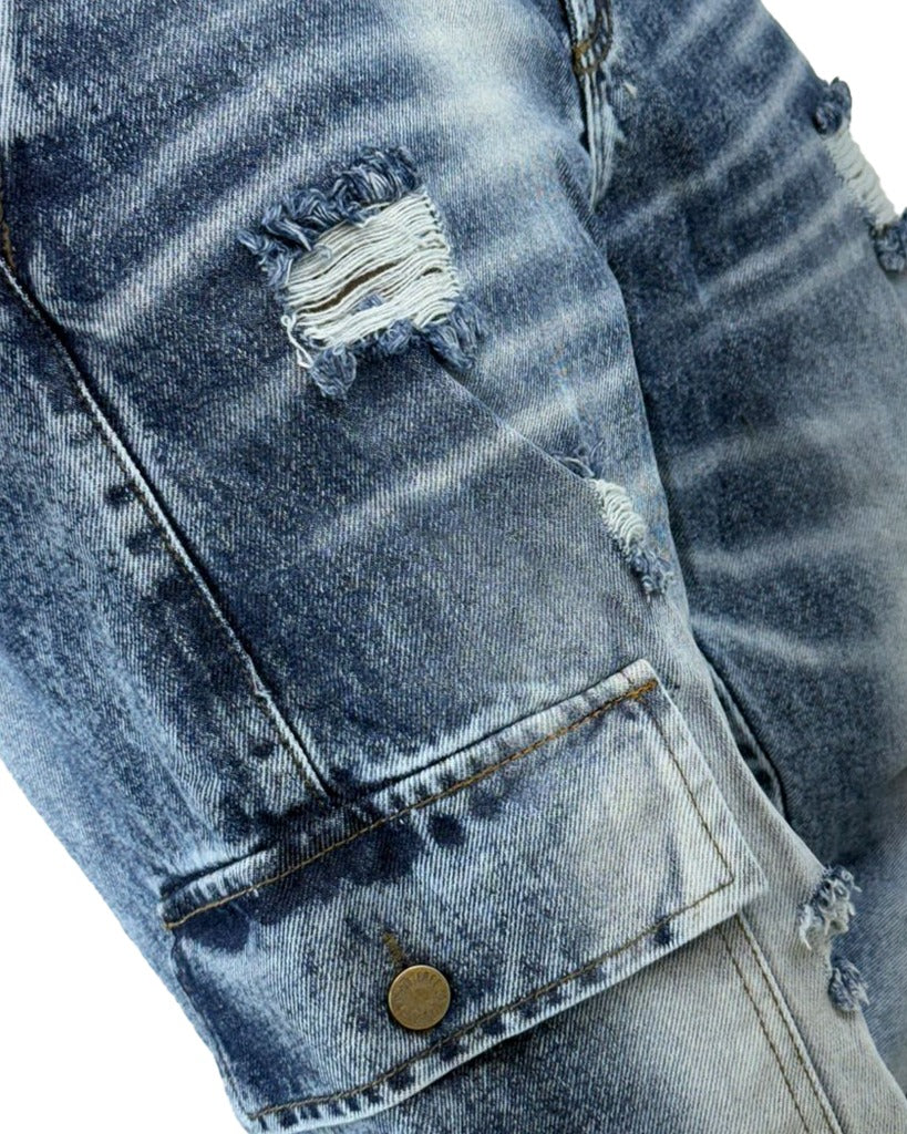 Jean cargo Azul Baggy Sky + Rotos - Image 2