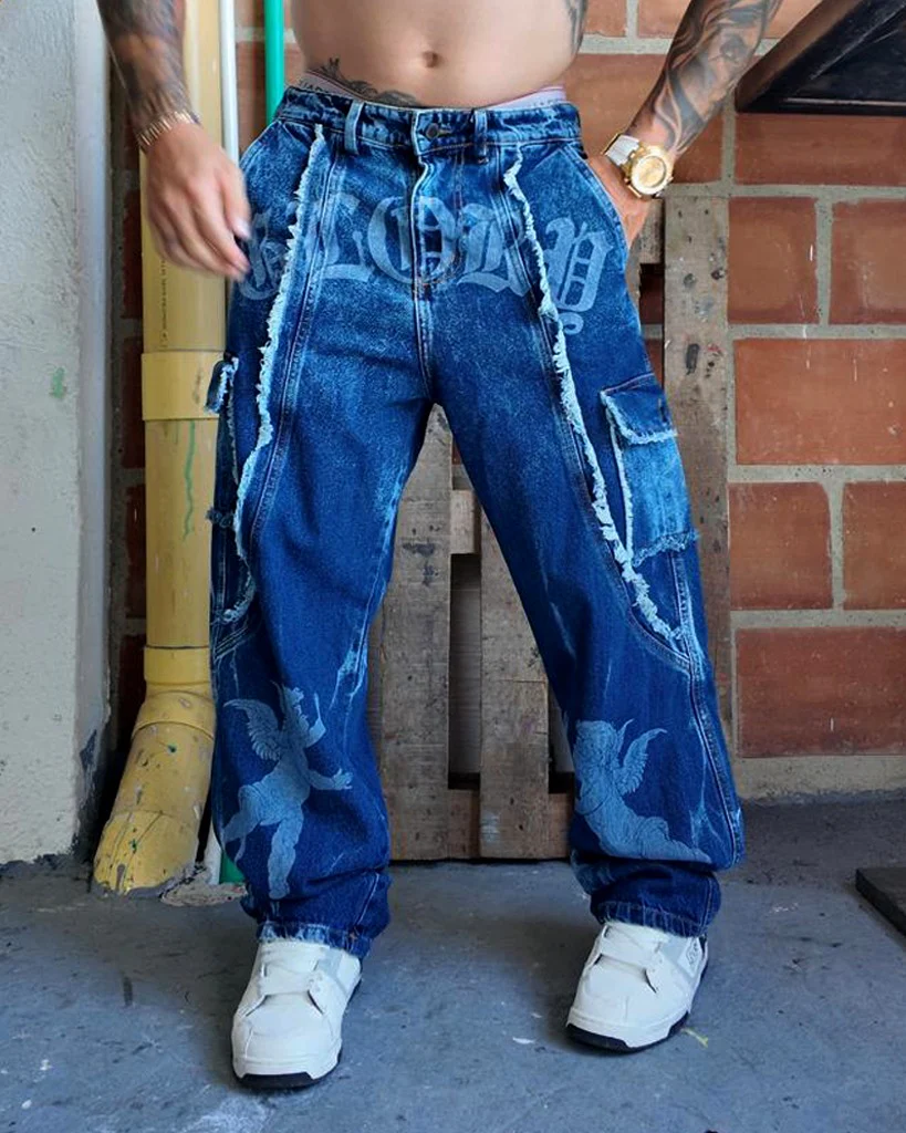 Jean baggy Azul Cargo Desmechado Glory