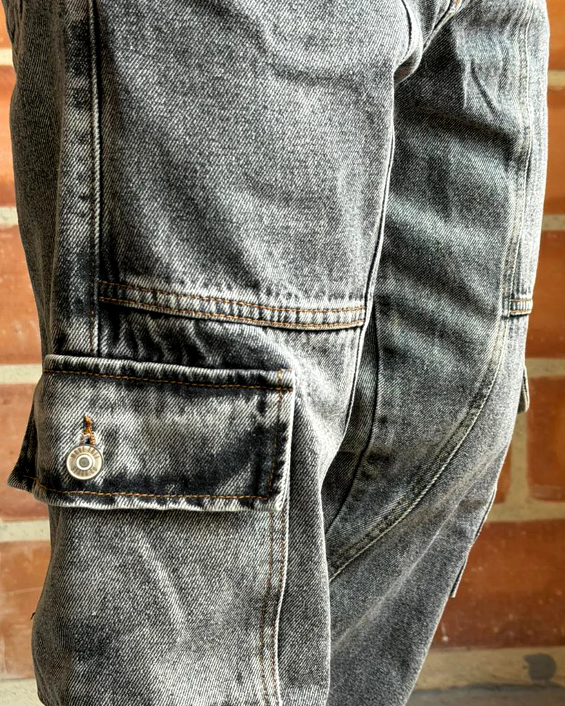 Jean Baggy cortes gris cargo gris sky - Image 2