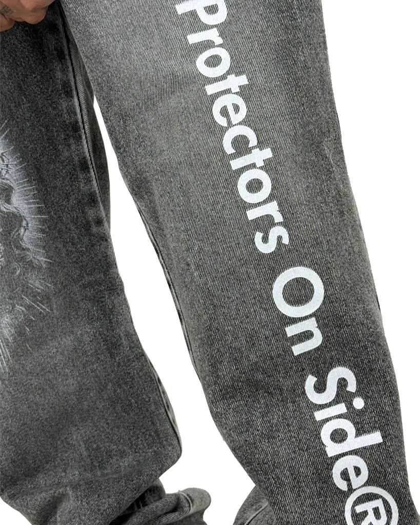 Jean Baggy Gris Claro Clasico stamp Cristo - Image 3