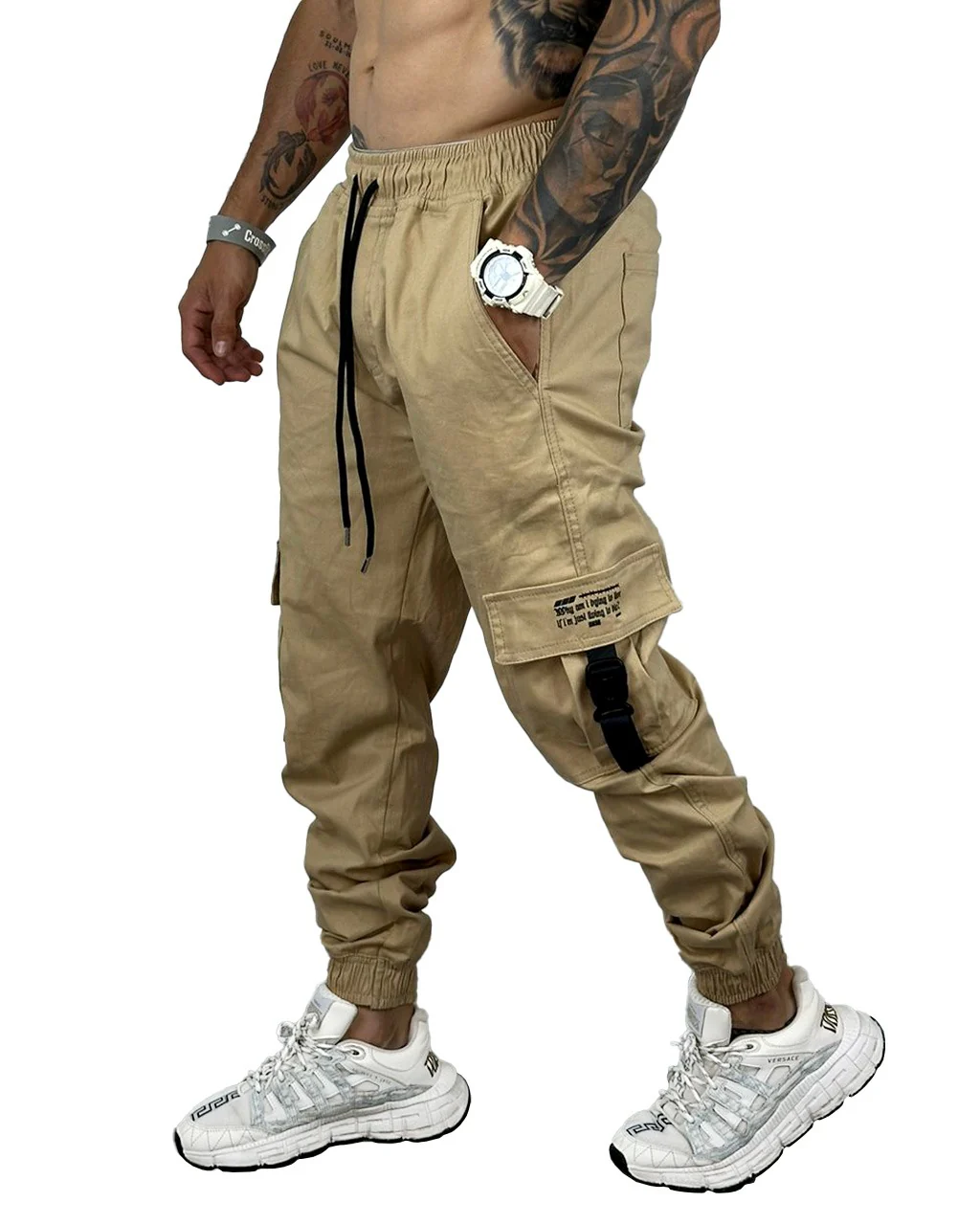Jogger Beige Cinta Falla Y  Estampado