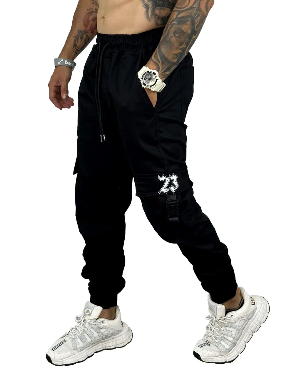 Jogger Negro Cinta Falla Y  Estampado