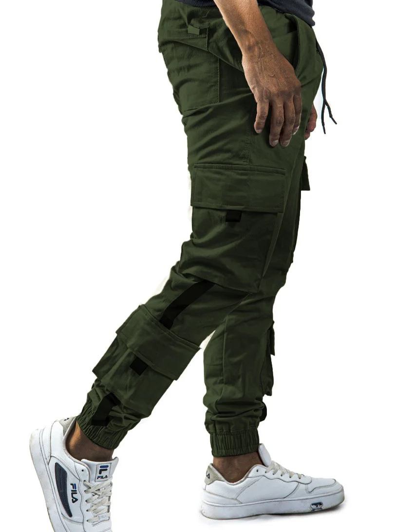 Jogger Verde Militar cargo bolsillos cinta