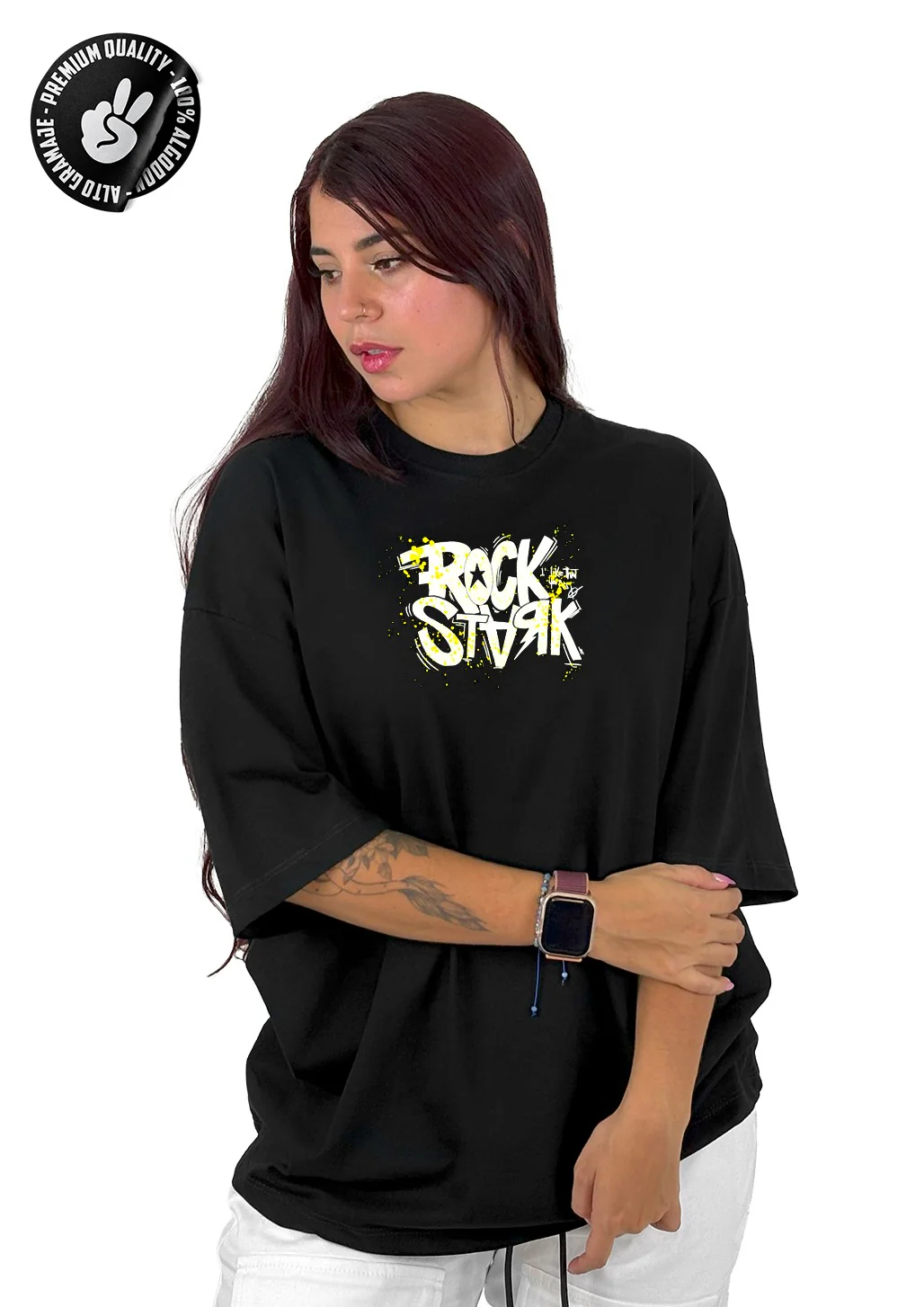 Oversize alto gramaje negra rock stark - Image 2