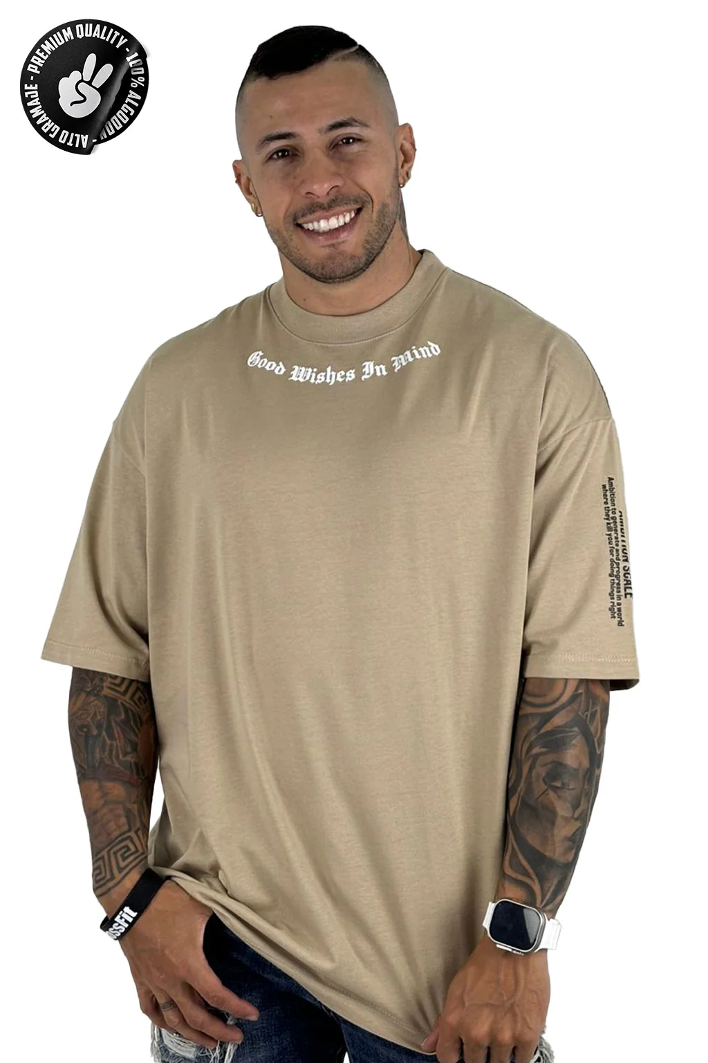 Oversize beige wishes alto gramaje - Image 2