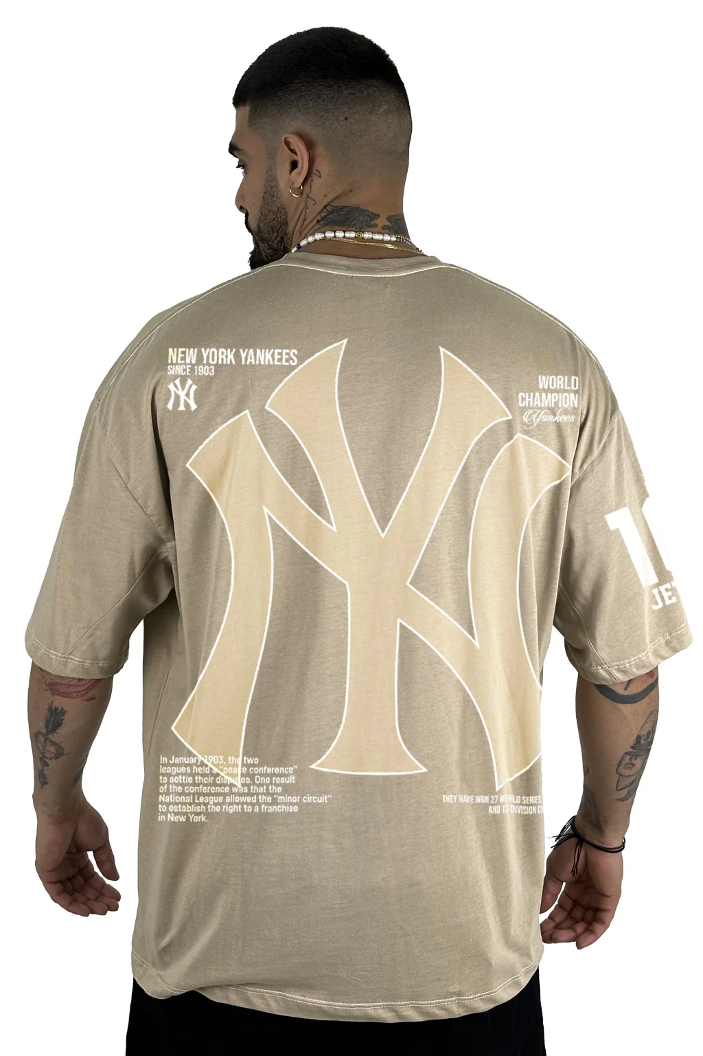 Oversize Beige New York Yankees Alto Gramaje - Image 2