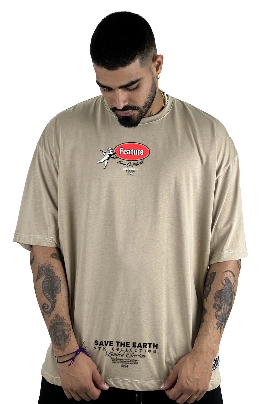Oversize beige save the earth - Image 2