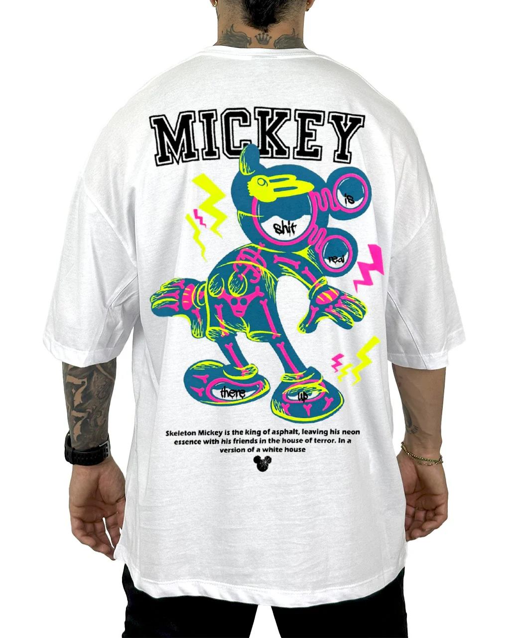 Oversize  Blanca Mickey Neon