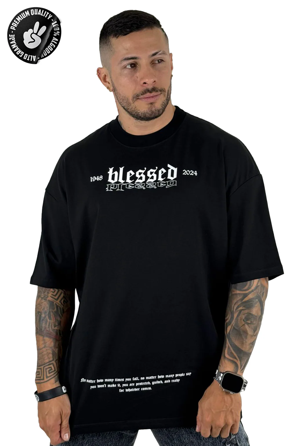 Oversize negra Blessed Angel Negro alto gramaje - Image 2