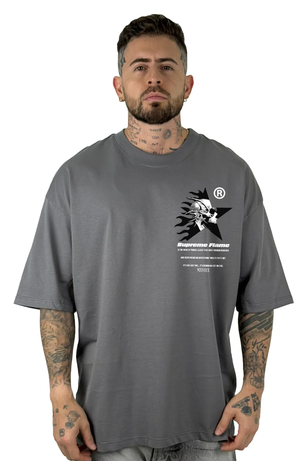 Oversize gris supreme flame alto gramaje - Image 2