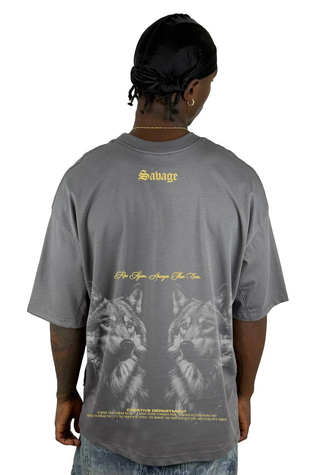 Oversize Gris Savage Lobos Alto Gramaje