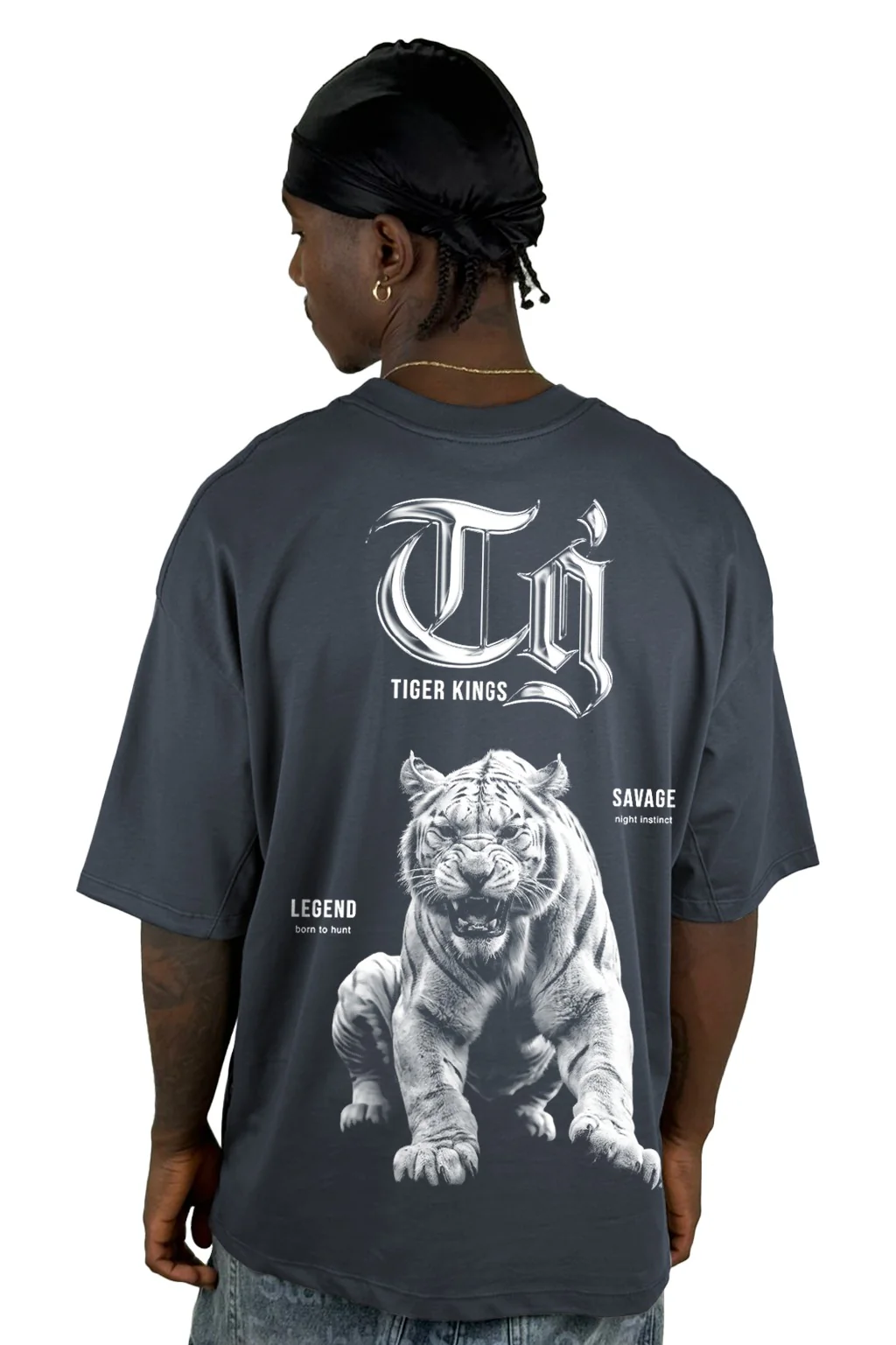 Oversize gris tiger king oscuro