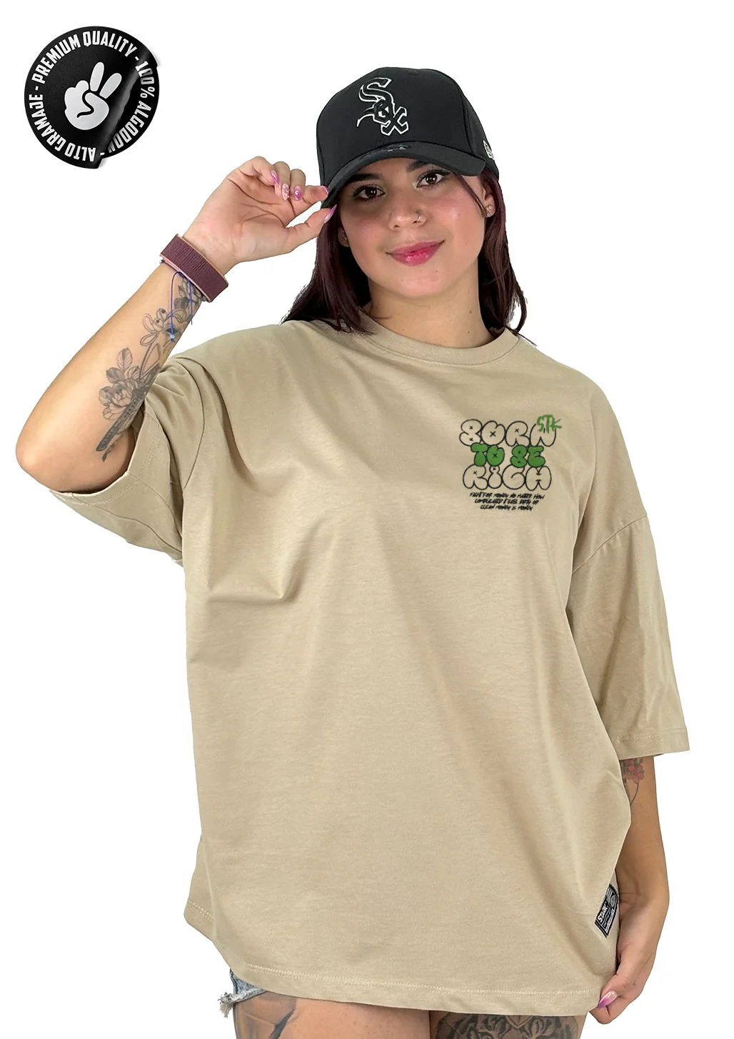 Oversize beige alto gramaje rich - Image 2