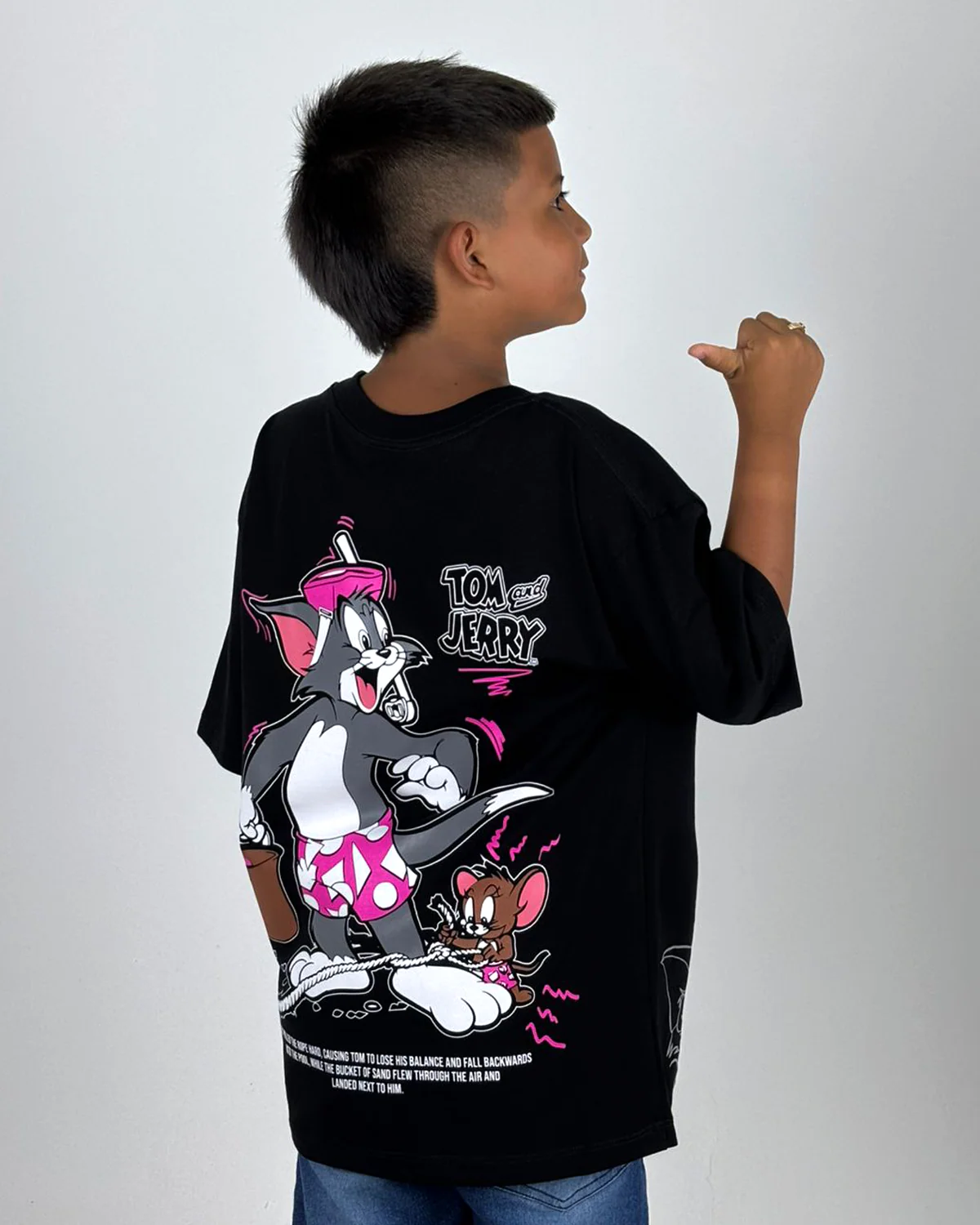 Oversize Negra Niño Tom And Jerry Alto Gramaje - Image 2