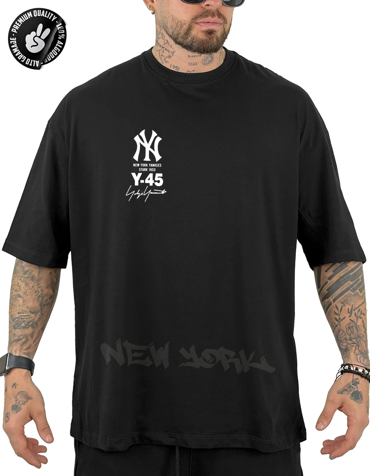 Oversize negra NY 45 alto gramaje - Image 2